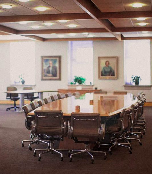 Conference table in the Marsh Room